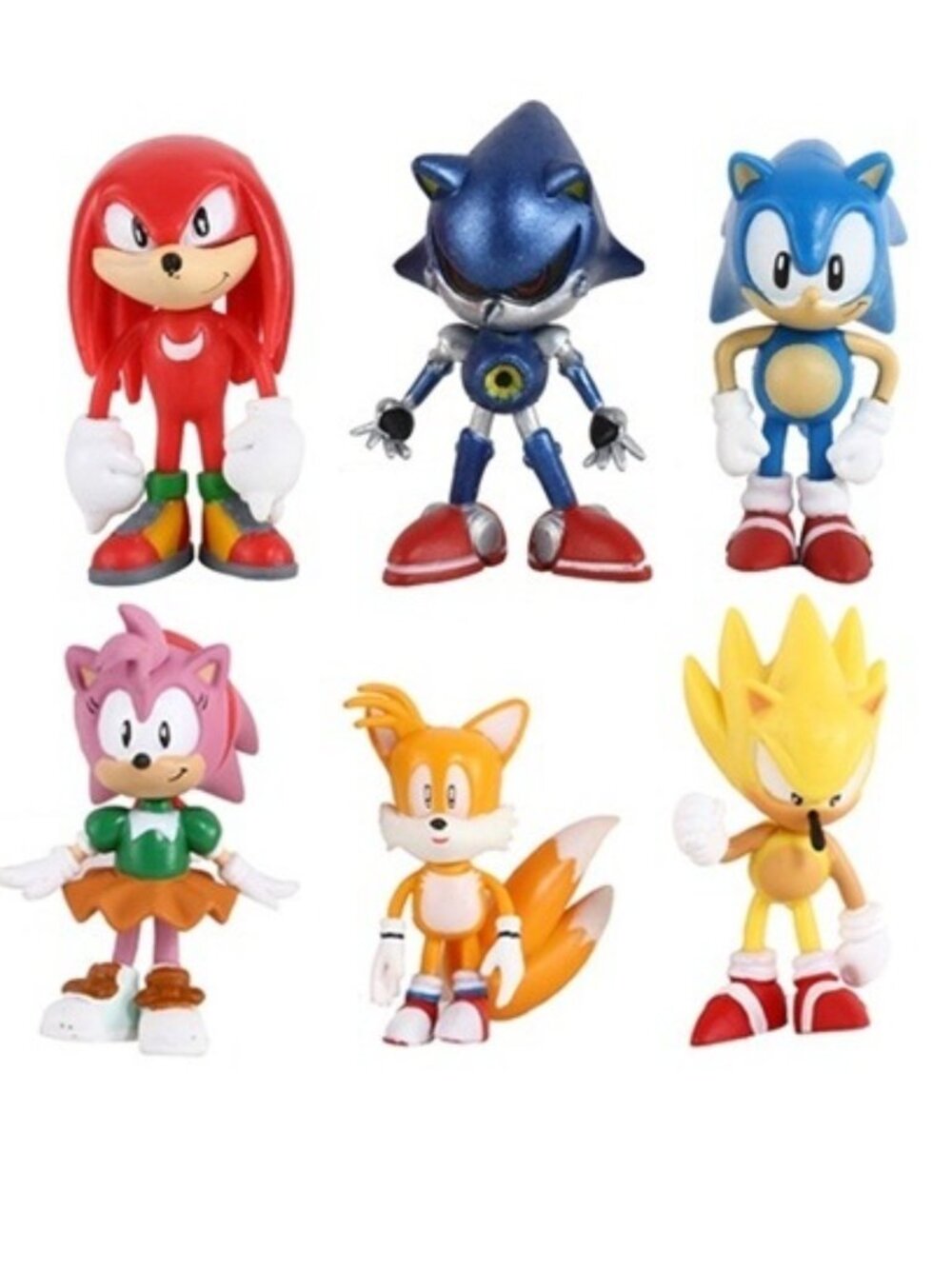 Sonic the Hedgehog Tails Amy Knuckles Playset 6 Figure Cake Topper Toy Set